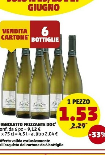 PENNY Pignoletto Frizzante DOC offerta