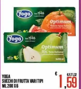 Supermercati EffePiù Yoga Succhi di Frutta vari tipi ml 200 x 6 offerta