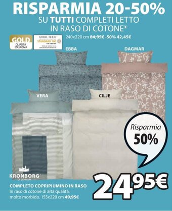 JYSK Kronborg Completo Copripiumino in raso 155x220 cm offerta