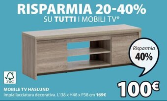 JYSK Mobile Tv Haslund L138 x H48 x P38 cm offerta