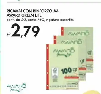 Bennet Ricambi con rinforzo a4 award green life offerta