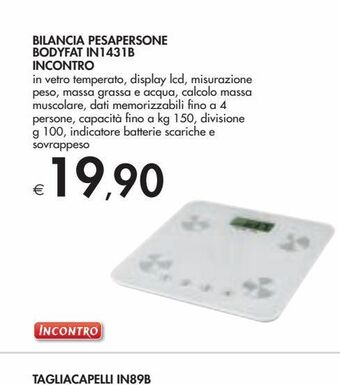 Bennet Bilancia pesapersone bodyfat in1431b incontro offerta