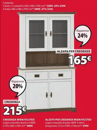 JYSK Credenza Wien/Vilsted L110 x H85 x P45 cm offerta
