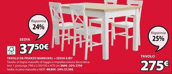 JYSK Tavolo da Pranzo Markskel P90 x L150/193 x H75 cm offerta