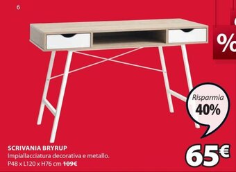 JYSK Scrivania Bryrup P48 x L120 x H76 cm offerta