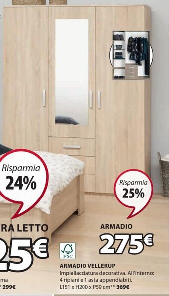 JYSK Armadio Vellerup L151 x H200 x P59 cm offerta
