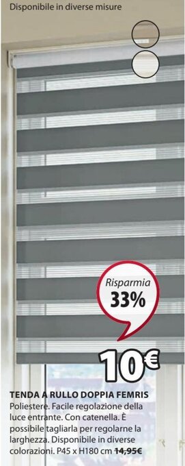 JYSK Tenda a Rullo Doppia Femris P45 x H180 cm offerta