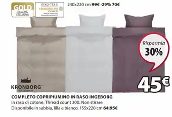 JYSK Kronborg Completo Copripiumino in raso 155x220 cm offerta