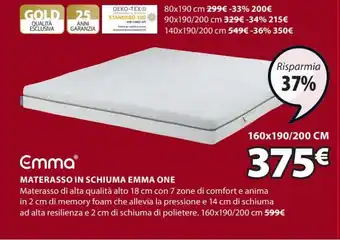 Emma One Materasso in Schiuma 160x190/200 cm