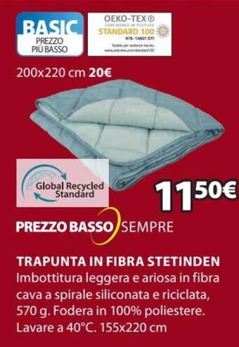 JYSK Trapunta in Fibra Stetinden 155x220 cm offerta
