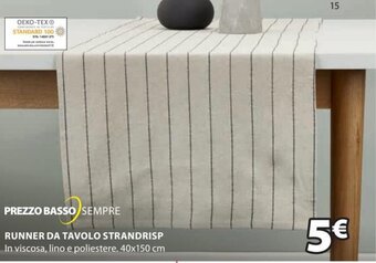 JYSK Runner da Tavolo Strandrisp 40x150 cm offerta