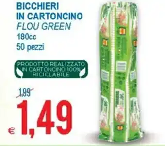 MD Discount Flou Green Bicchieri in Cartoncini 180cc 50 pezzi offerta