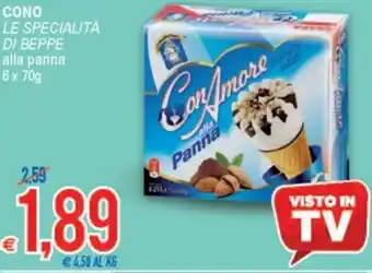 MD Discount Le Specialità di beppe Cono alla panna 6 x 70g offerta