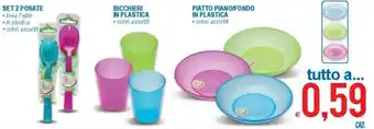 MD Discount Set 5 Posato / Bicchieri in plastica / Piatto Piano/Fondo in plastica offerta
