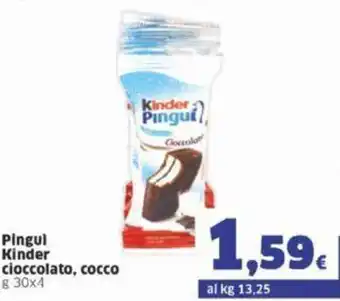 Sigma Kinder Pinguì Cioccolato, cocco g 30 x 4 offerta