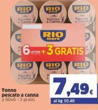Sigma Rio mare Tonno pescato a canna g 80 x 6 + 3 gratis offerta