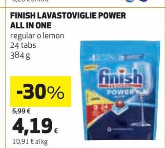 Ipercoop Finish lavastoviglie power all in one offerta