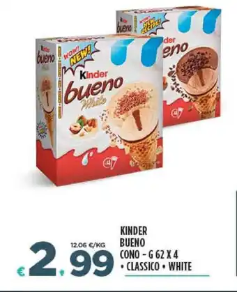 Kinder Bueno cono - 62 g x 4 classico/white