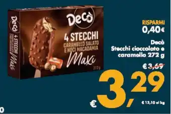 Deco Maxistore Decò Stecchi cioccolato o caremello 272 g offerta