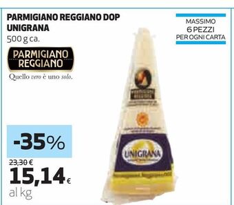 Ipercoop Parmigiano reggiano dop unigrana offerta
