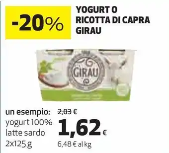 Coop Yogurt o ricotta di capra girau offerta