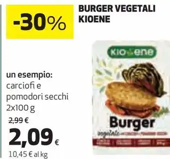 Coop Burger vegetali kioene un esempio: carciofi e pomodori secchi offerta