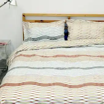 Kappa copripiumino con risvolto disegno onde - beige