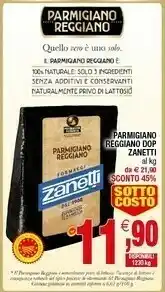 Iperal Zanetti Parmigiano Reggiano Dop offerta