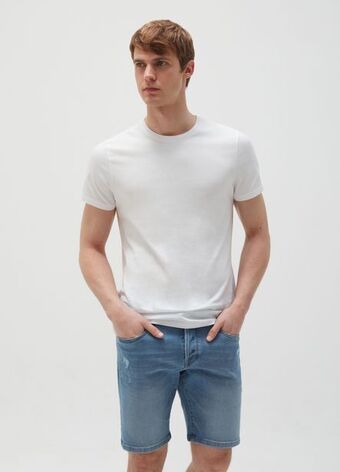 Bermuda regular fit in denim con strappi