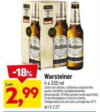 DPiù Warsteiner 4 x 330 ml offerta