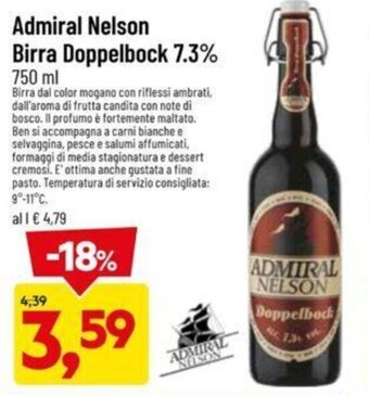 DPiù Admiral Nelson Birra Doppelbock 7.3% 750 ml offerta