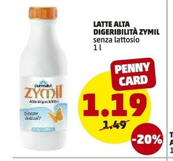 PENNY Parmalat Parmalat - Zymil Latte Intero Alta Digeribilità Senza Lattosio UHT 1000 g(ml) offerta
