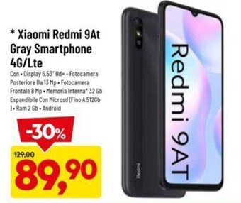 DPiù Xiaomi Redmi 9At Gray Smartphone 4G/Lte offerta