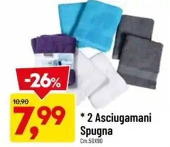 DPiù 2 Asciugamani Spugna 50x90 Cm. offerta