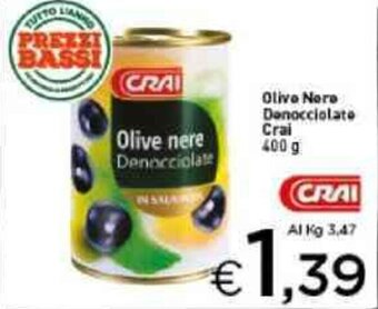 Crai Crai Olive Nere Denocciolate 400 g offerta