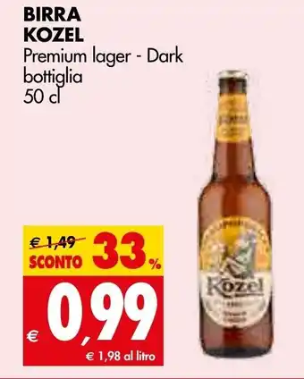 Tigros Kozel Birra Premium lager - Dark bottiglia 50 cl offerta