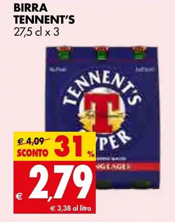 Tigros Tennent's Birra 27,5 cl x 3 offerta