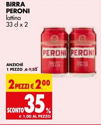 Tigros Peroni Birra lattina 33 cl x 2 2 pezzi offerta