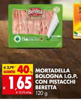 Tigros Mortadella Bologna I.G.P. Con Pistacchi Beretta 120 g offerta