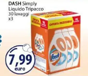 Acqua & Sapone Dash Simply Liquido Tripacco 30 lavaggi x3 offerta