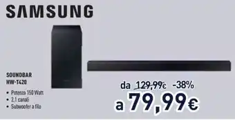 Unieuro Samsung Soundbar HW-T420 offerta