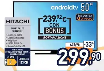 Unieuro Hitachi Smart Tv Led 50HAK5351 offerta