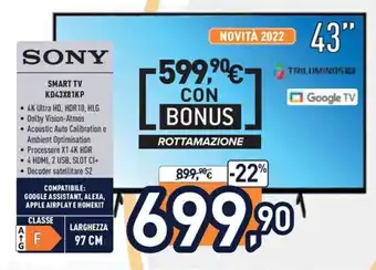 Unieuro Sony Smart Tv KD43X81KP offerta