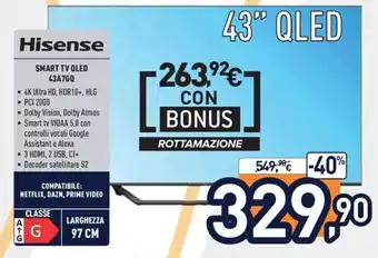 Unieuro Hisense Smart Tv Qled 43A7GQ offerta