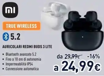 Unieuro mi Auricolari Redmi Buds 3 Lite offerta