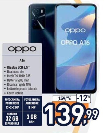 Unieuro oppo A16 offerta