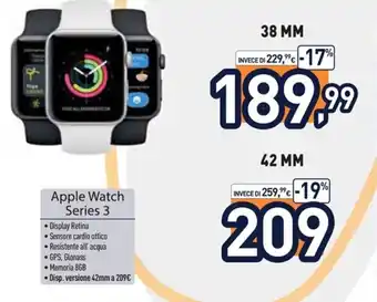 Unieuro Apple Watch Series 3 42 mm offerta