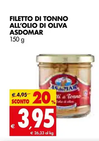 Tigros Filetto Di Tonno All'Olio Di Oliva Asdomar 150 g offerta
