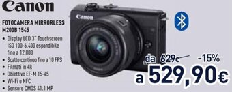 Unieuro Canon Fotocamera Mirrorless M200B 1545 offerta