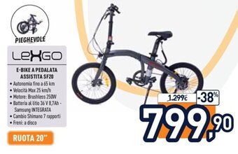 Unieuro Lexgo E-Bike a Pedalata Assistita SF20 offerta